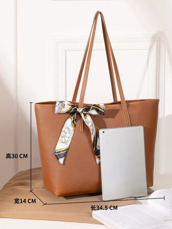 8117 1c-01-06 Bolso tote de hombro con diseño de pañuelo