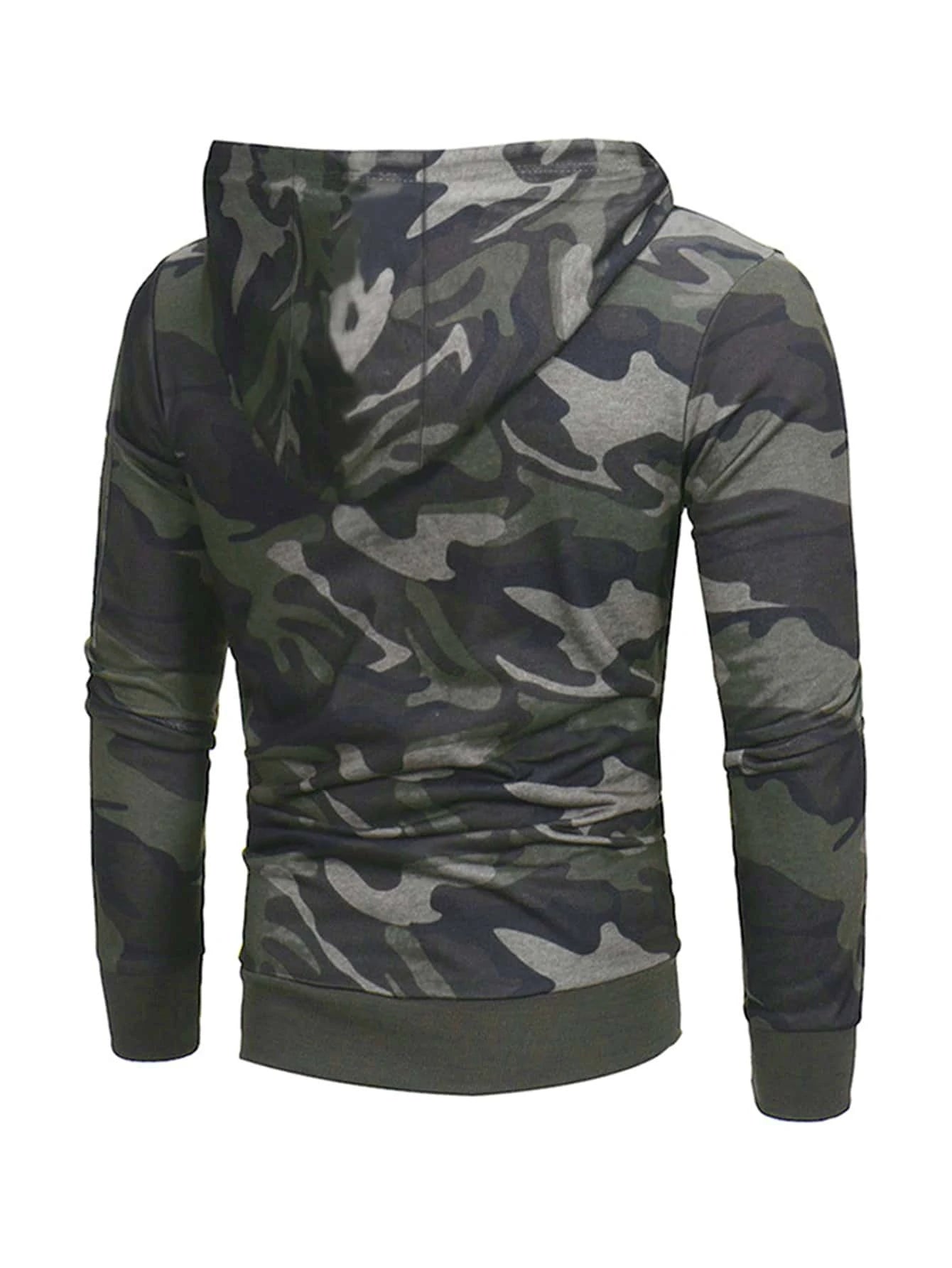 6534 1t-006 Capucha con estampado de camuflaje con cordón deportivo