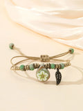 10360 1b-057 Pulsera con diseño flor & de hoja