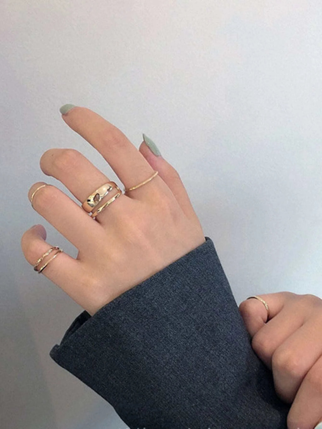 10623 1b-074 Anillo minimalista 7 Pzas