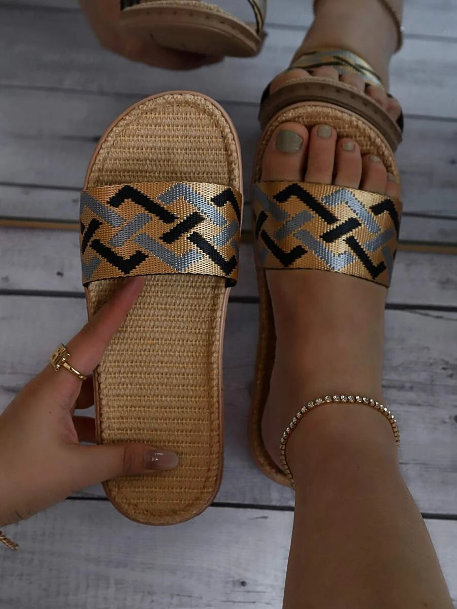 8495 1c-021  Sandalias De Lino para mujer