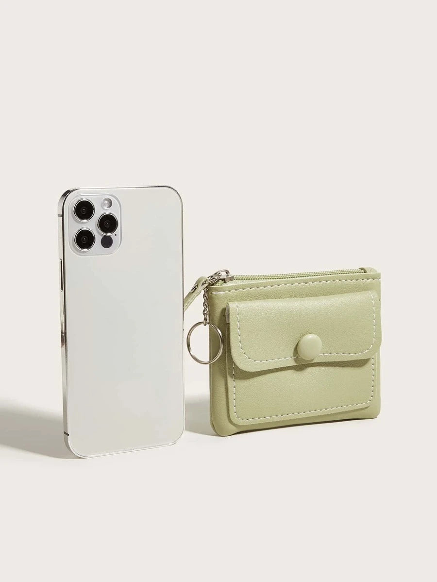 10149 1c-015 Billetera Pequeña De Doble Capa De Color Sólido