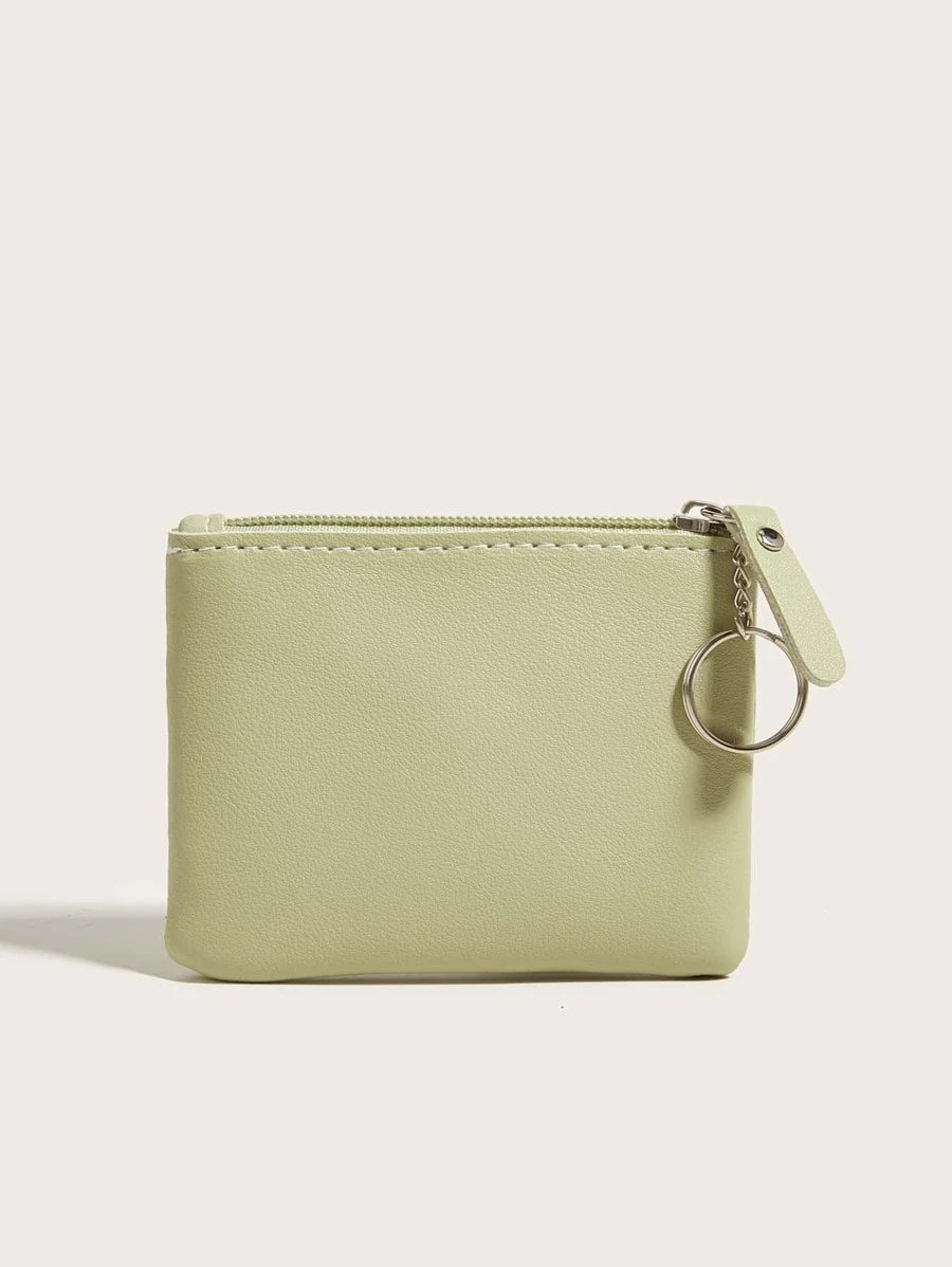 10149 1c-015 Billetera Pequeña De Doble Capa De Color Sólido