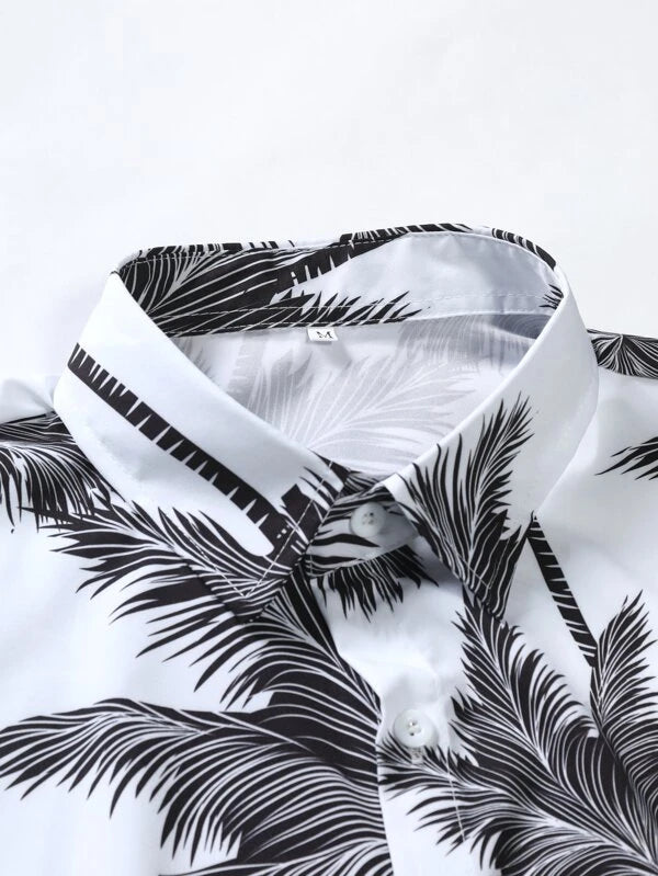 6184 Manfinity RSRT Hombres con estampado tropical Camisa & de cintura con cordón Shorts sin camiseta