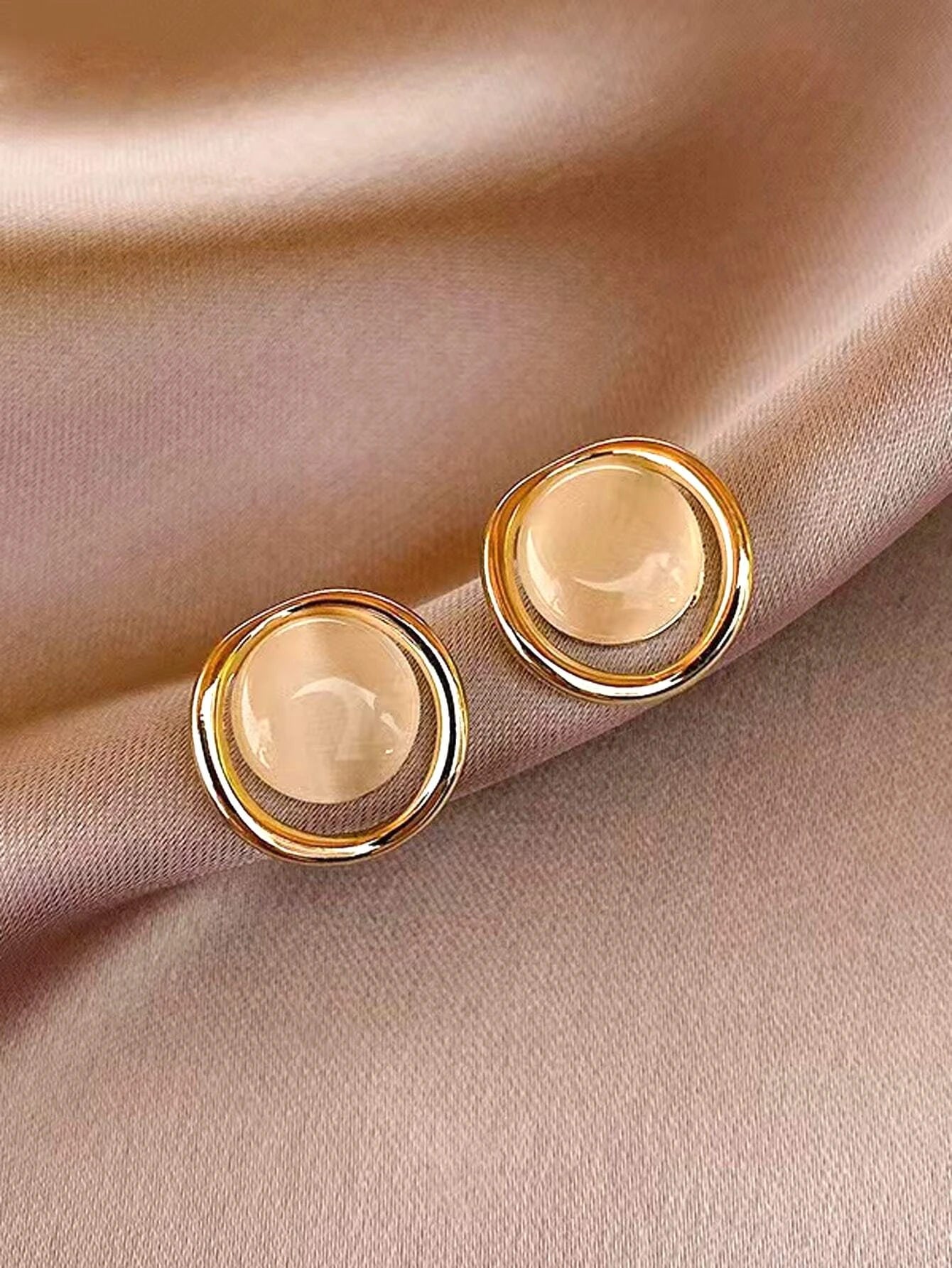 15081 1b-021 Pendientes de botón redondo 1 Par