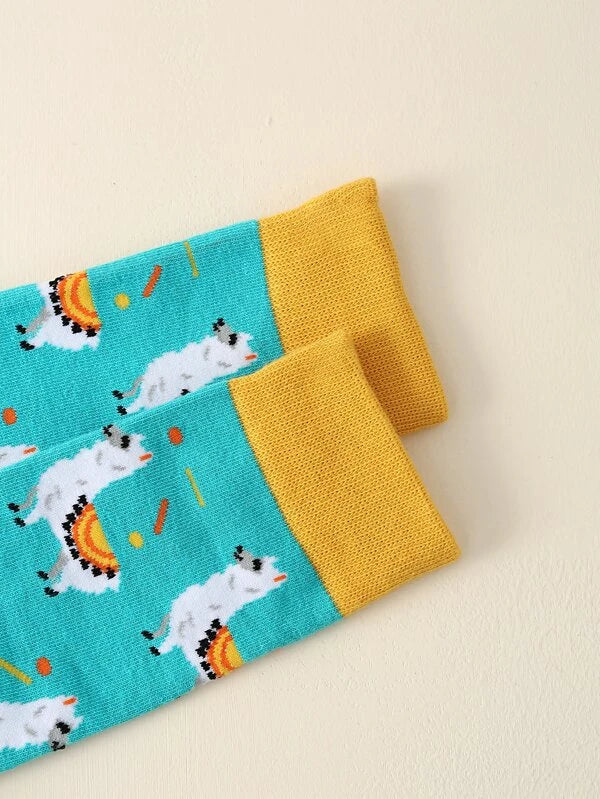 7211 1a-001 Hombres Calcetines de tripulación con patrón de alpaca