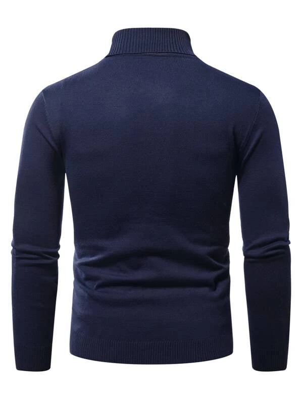 7753 1t-006 Jersey unicolor cuello alto para hombre