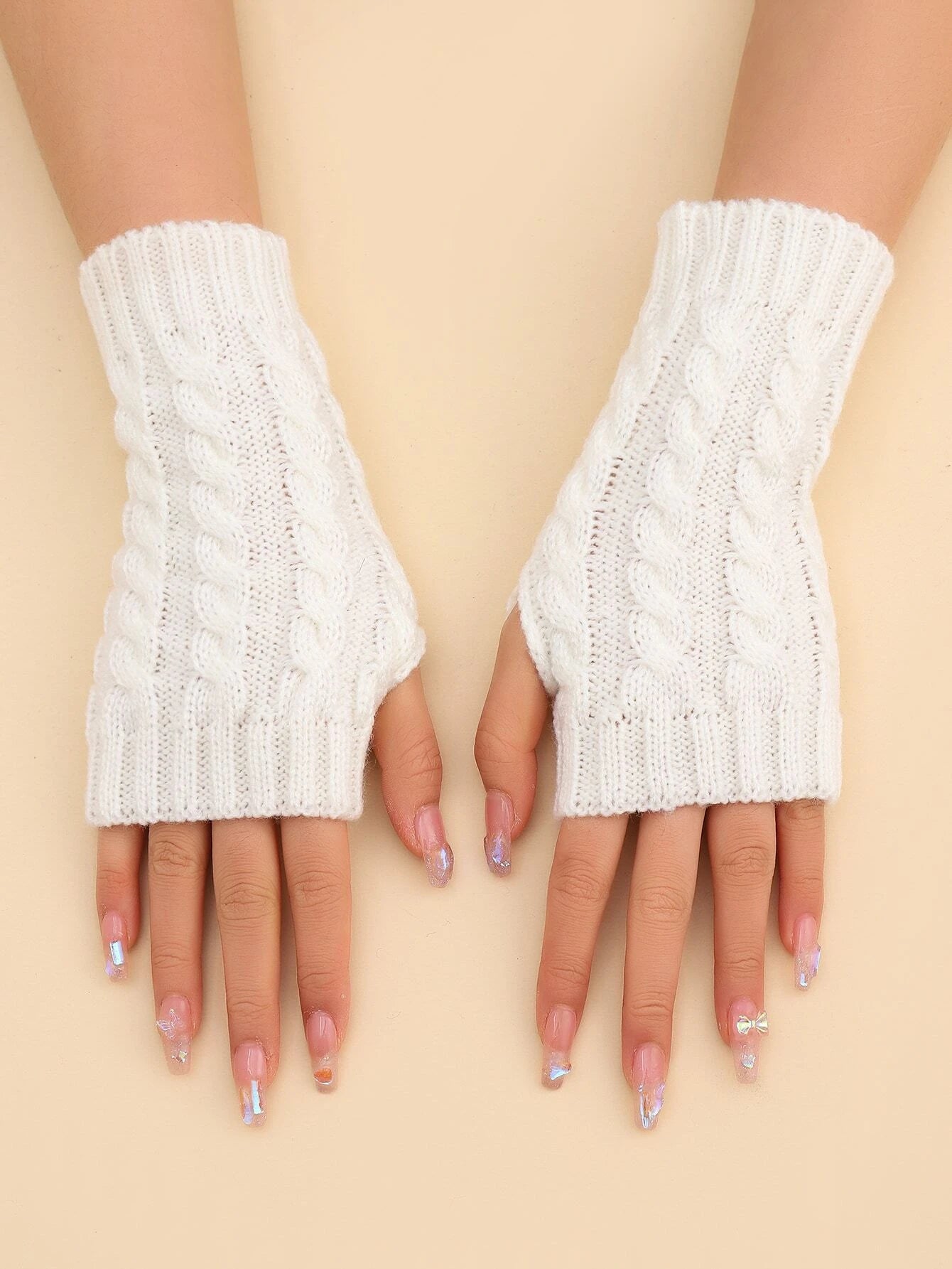 7331 1a-045 Guantes Cortos Sin Dedos Blancos Full Twist