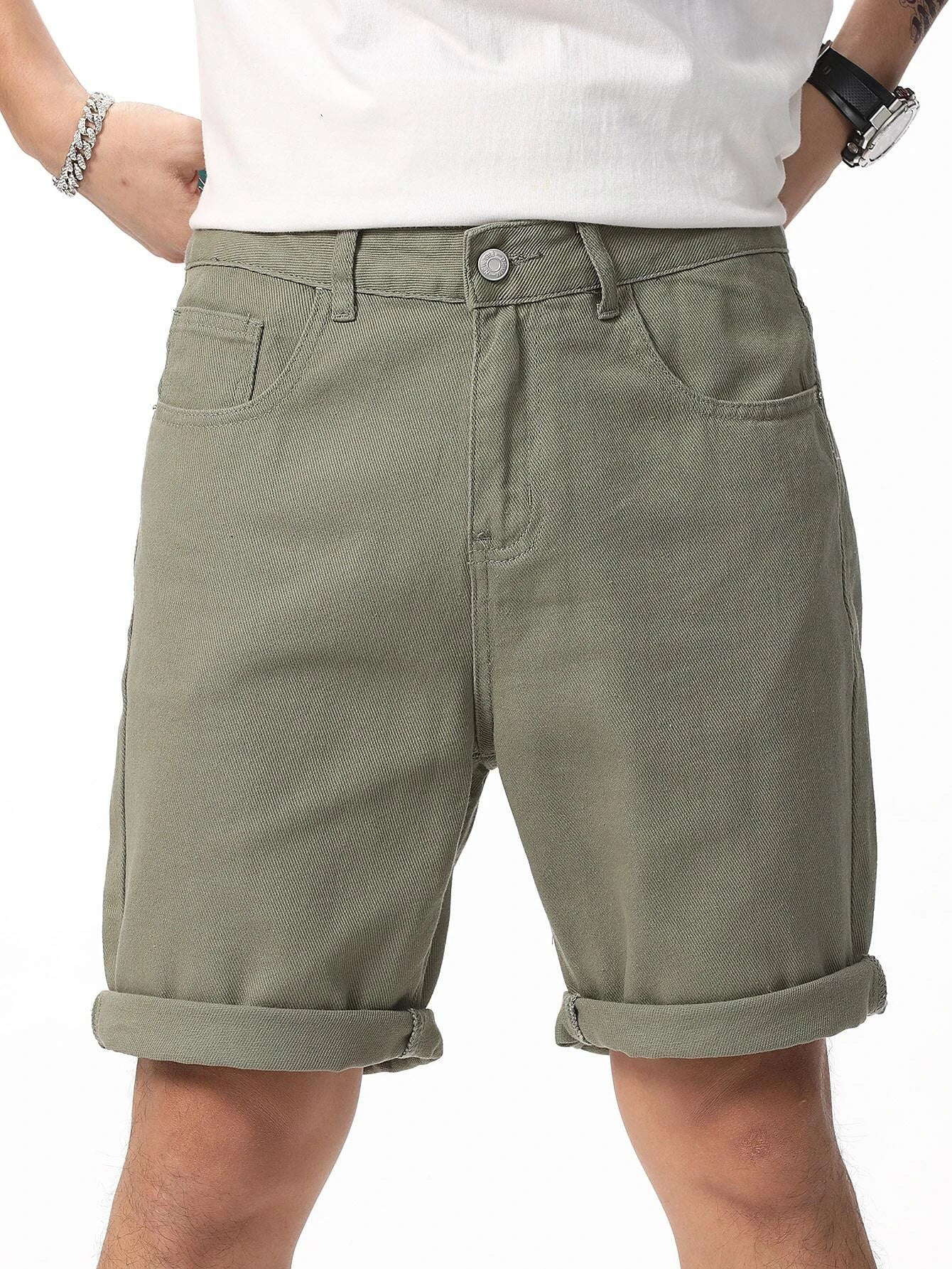 6298 a05-07 Manfinity Homme Hombres Shorts en mezclilla algodón con bolsillo oblicuo
