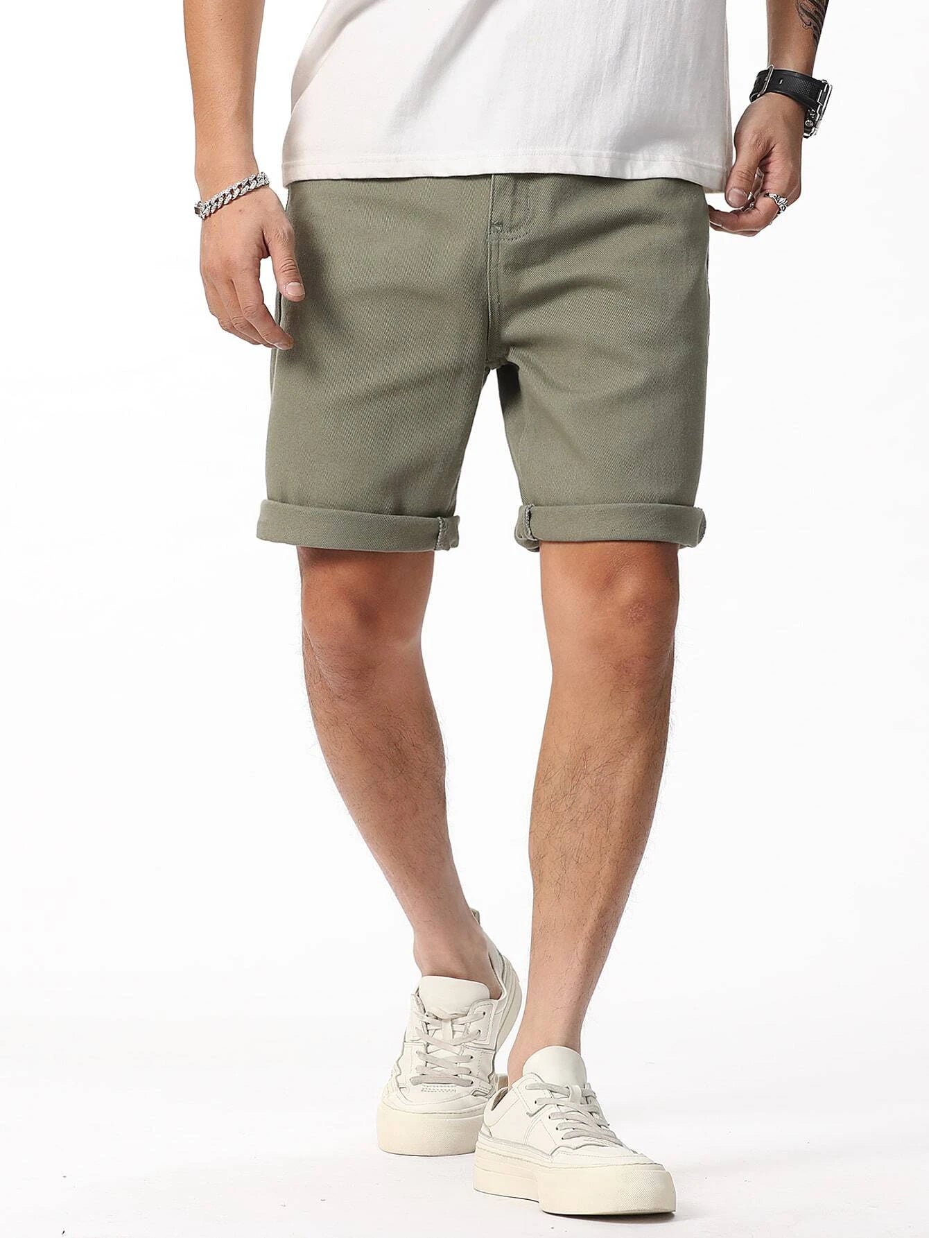 6298 a05-07 Manfinity Homme Hombres Shorts en mezclilla algodón con bolsillo oblicuo