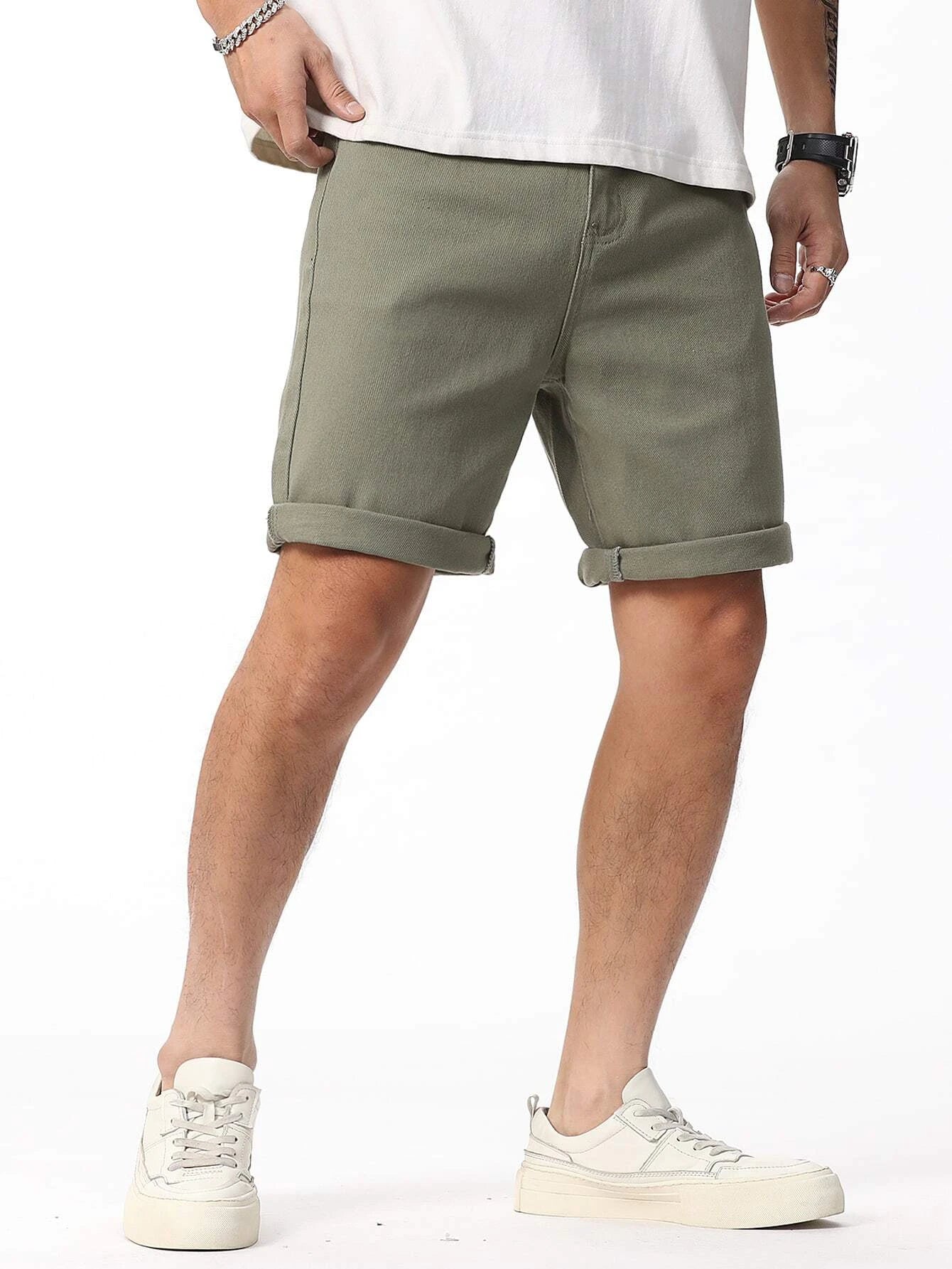 6298 a05-07 Manfinity Homme Hombres Shorts en mezclilla algodón con bolsillo oblicuo