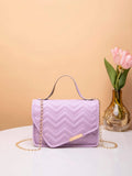 5967 a11-01 Bolsa cuadrada mini de cheurón con solapa con cadena