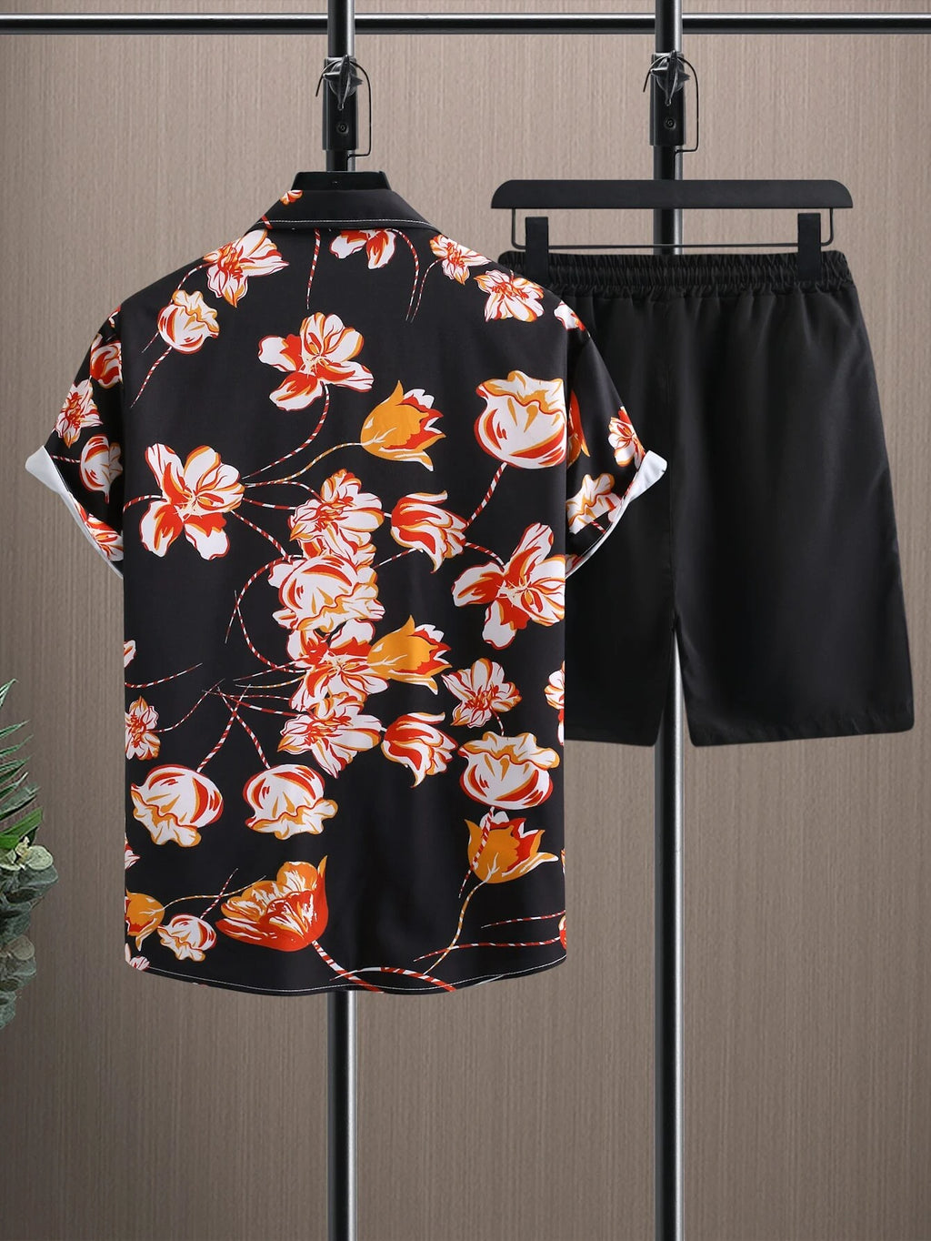14009 2c-282 Conjunto Hombres con estampado floral 2 Pzas