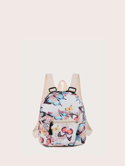 8034 b02-01 Mini mochila de nailon para mujer con estampado de mariposas