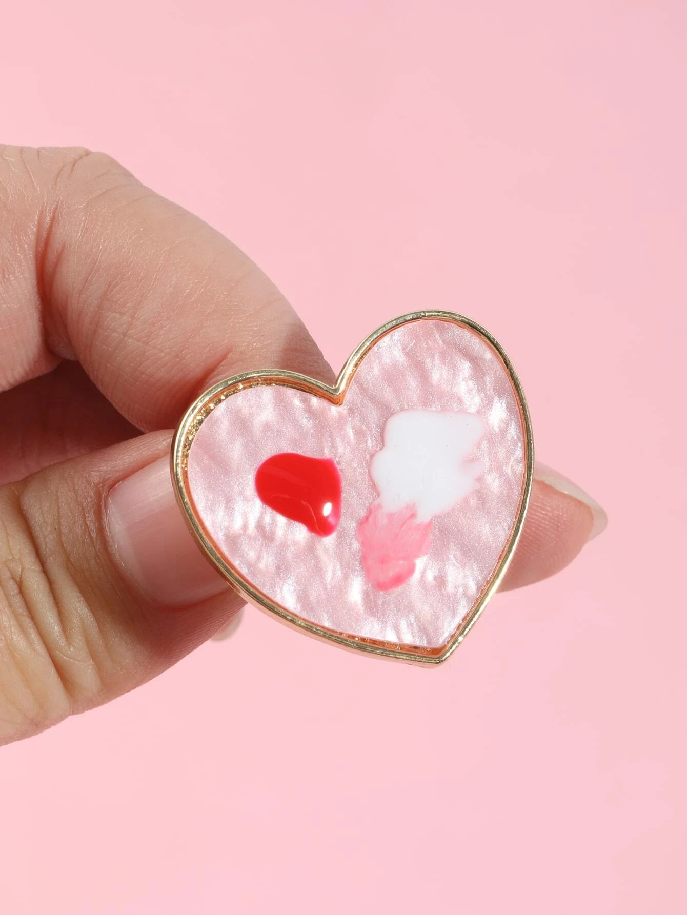 10225 1b-030 Una paleta de anillo de resina en forma de corazón para decoración de uñas