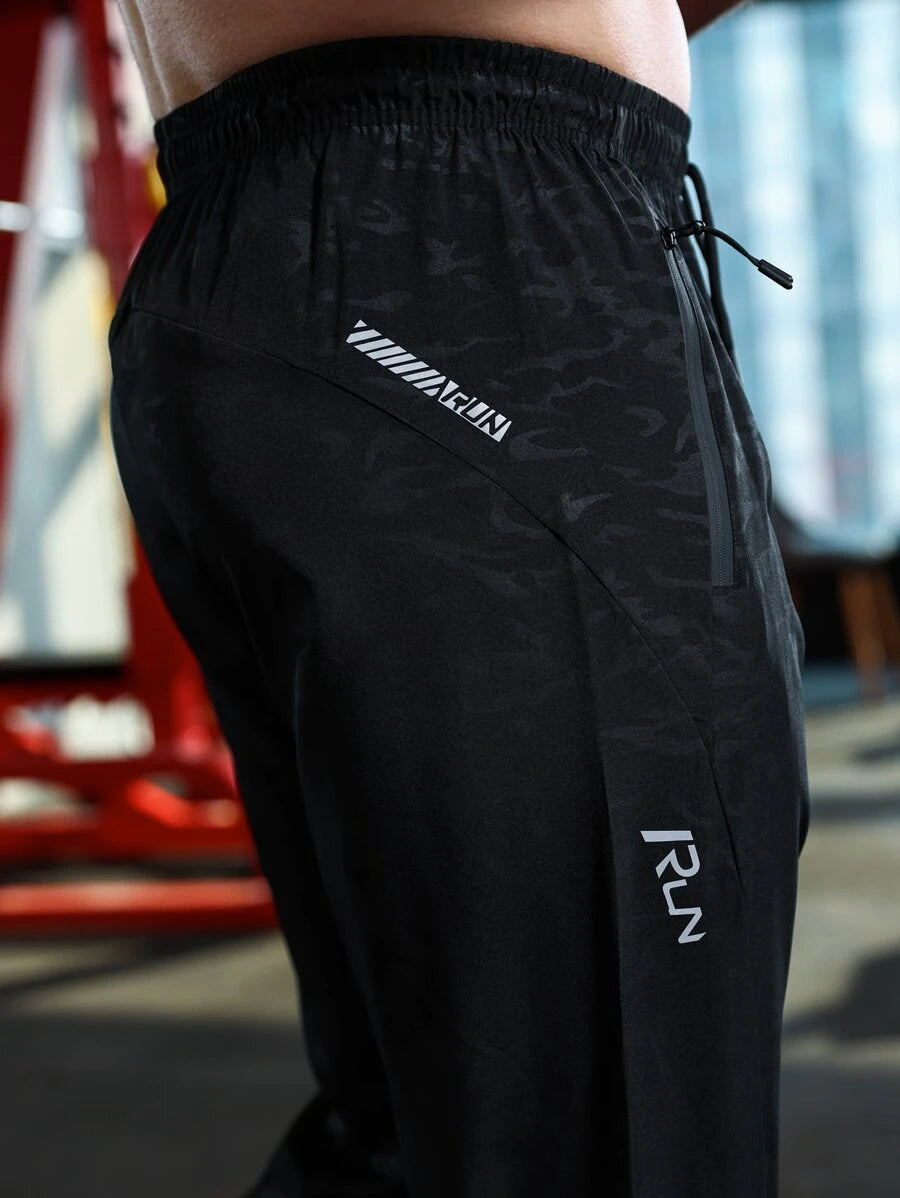 9854 1t-209 Pantalones deportivos con estampado camuflaje de cintura con cordón