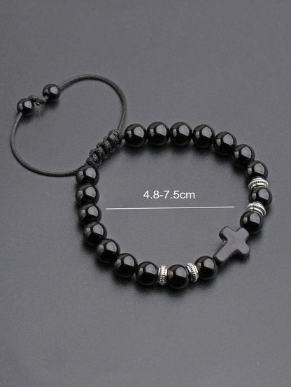 9590 b01-31 Pulsera de cuentas de decoración cruzada para hombres de moda