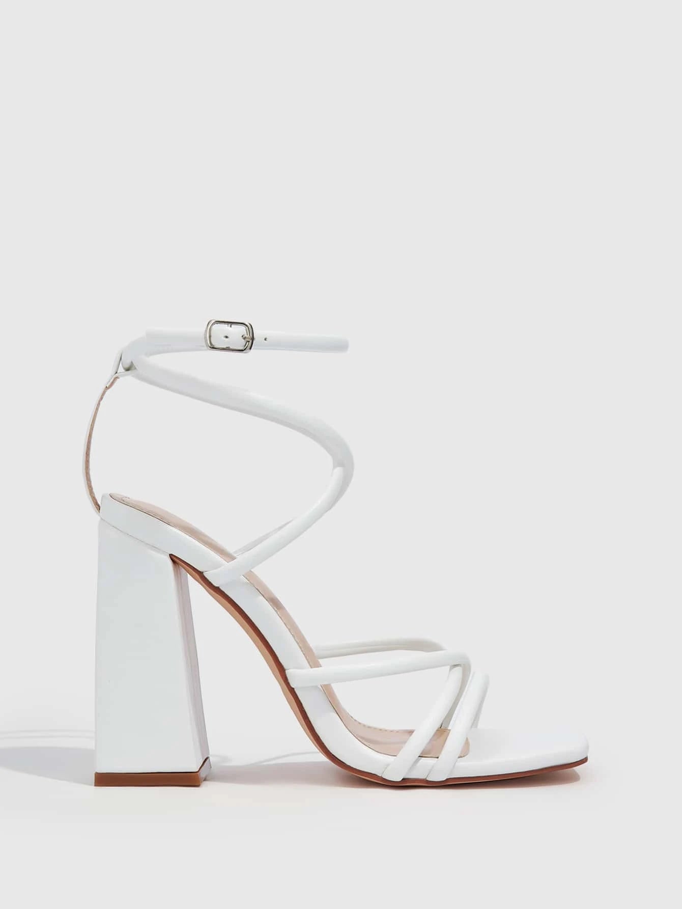 12195 1t-001 Zapatos De Mujer Con Tacón Cruzado Y Correa De Tobillo