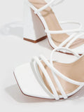 12195 1t-001 Zapatos De Mujer Con Tacón Cruzado Y Correa De Tobillo