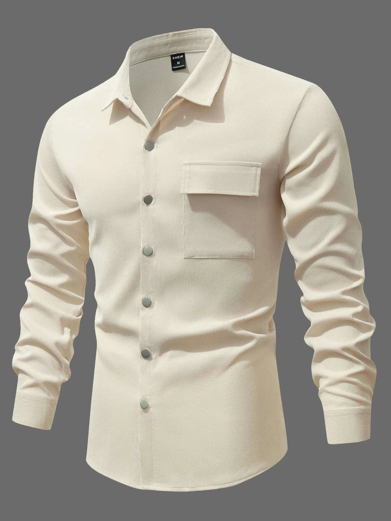9543 1t-007 Camisa de pana con bolsillo con solapa con botón
