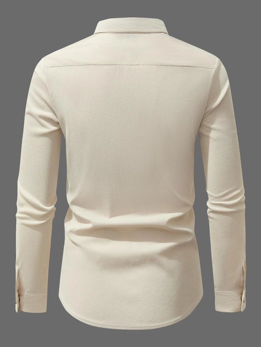 9543 1t-007 Camisa de pana con bolsillo con solapa con botón