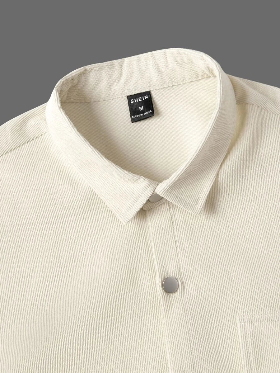 9543 1t-007 Camisa de pana con bolsillo con solapa con botón