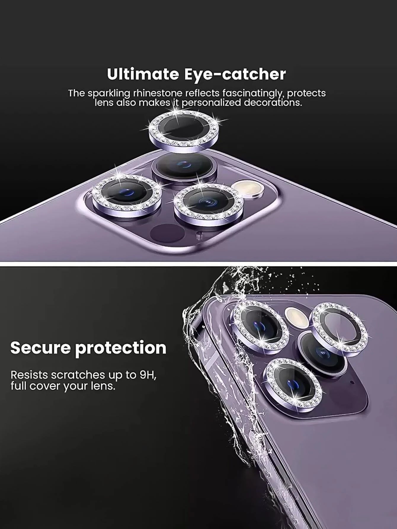 5634 a09-11 Protector de lente de cámara Glitter Eagle Eye de 3 piezas compatible con iPhone 15/15Pro/15Plus/15Promax