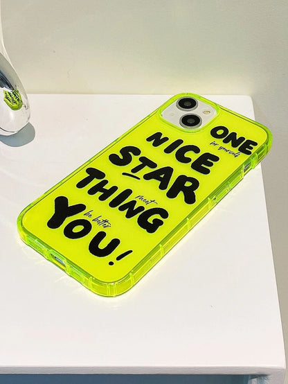 10728 2b-01-10 Funda para móvil verde neón con estampado de letra