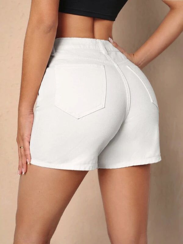 7007 1t-007 SOFVE shorts en mezclilla unicolor de pierna recta