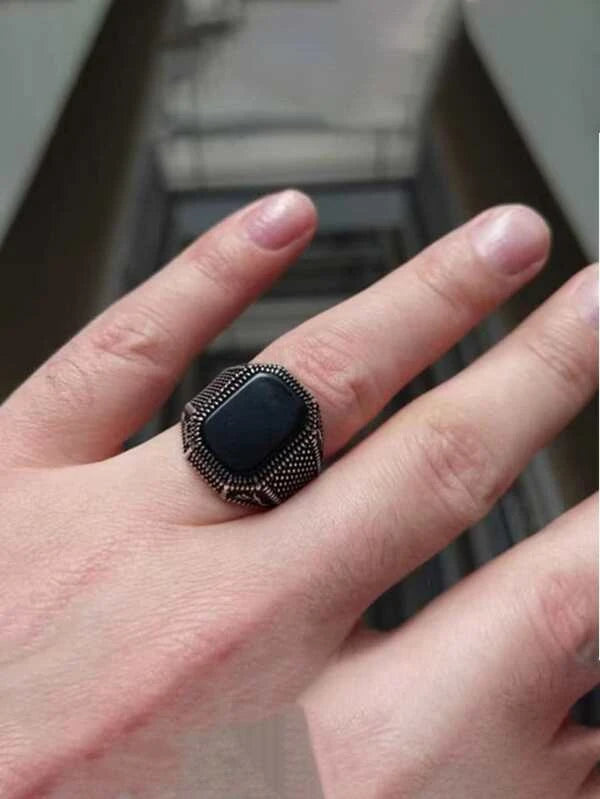7345 b03-12 Hombres Anillo con diseño geométrico