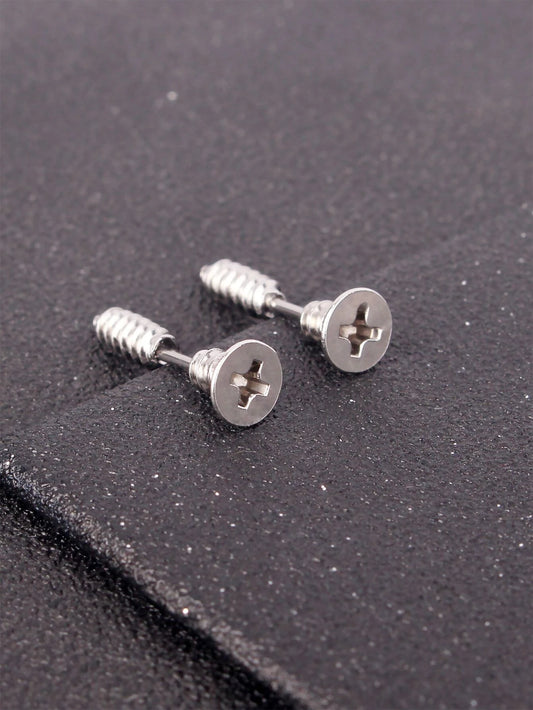 5189  b01-01 Pendientes de tuerca con diseño de tornillo para hombre a la moda y populares