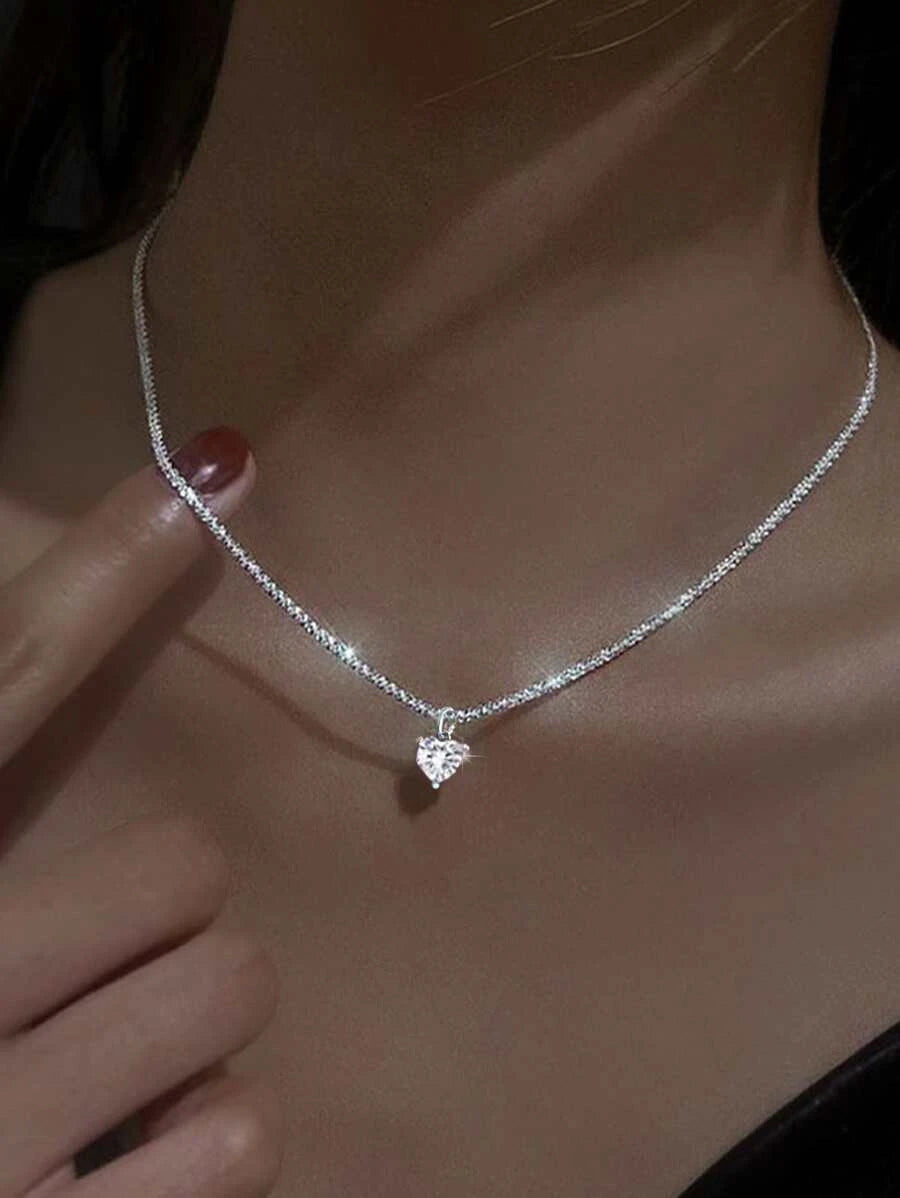 15194 1b-01-10 Collar zirconia cúbica con accesorio de corazón