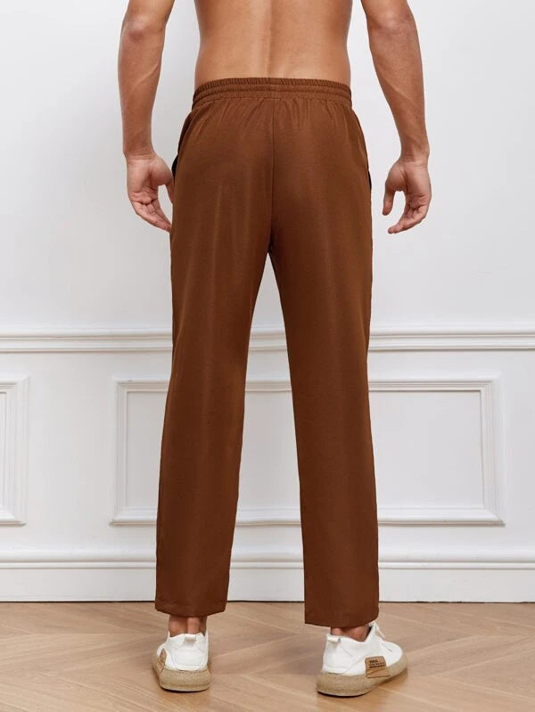 7043 a04-01 Pantalones unicolor con bolsillo oblicuo