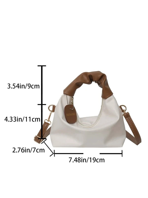 7537 a03-04 Bolso hobo minimalista con diseño fruncido con accesorio de bolso