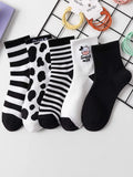 5750 1a-018 Set 5 pares Calcetines de tripulación vaca & con patrón de rayas