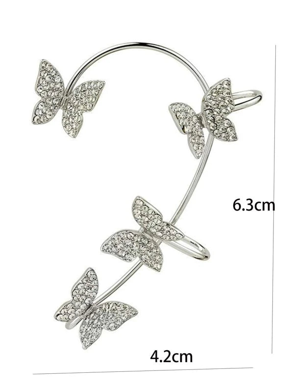 7827 b03-10 Una pieza de pendientes con decoración de mariposa de diamantes de imitación