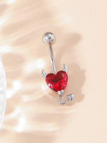 9992 b01-02 Piercing de ombligo con corazón de Acero Inoxidable