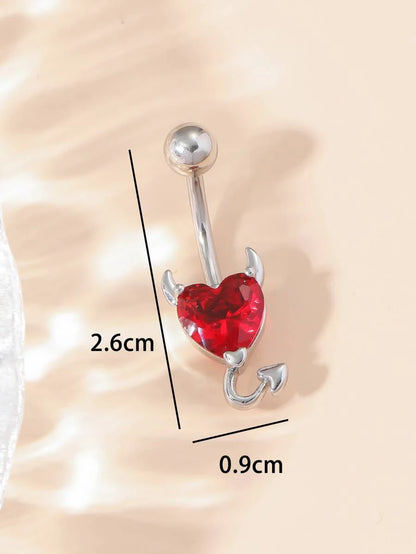 9992 b01-02 Piercing de ombligo con corazón de Acero Inoxidable