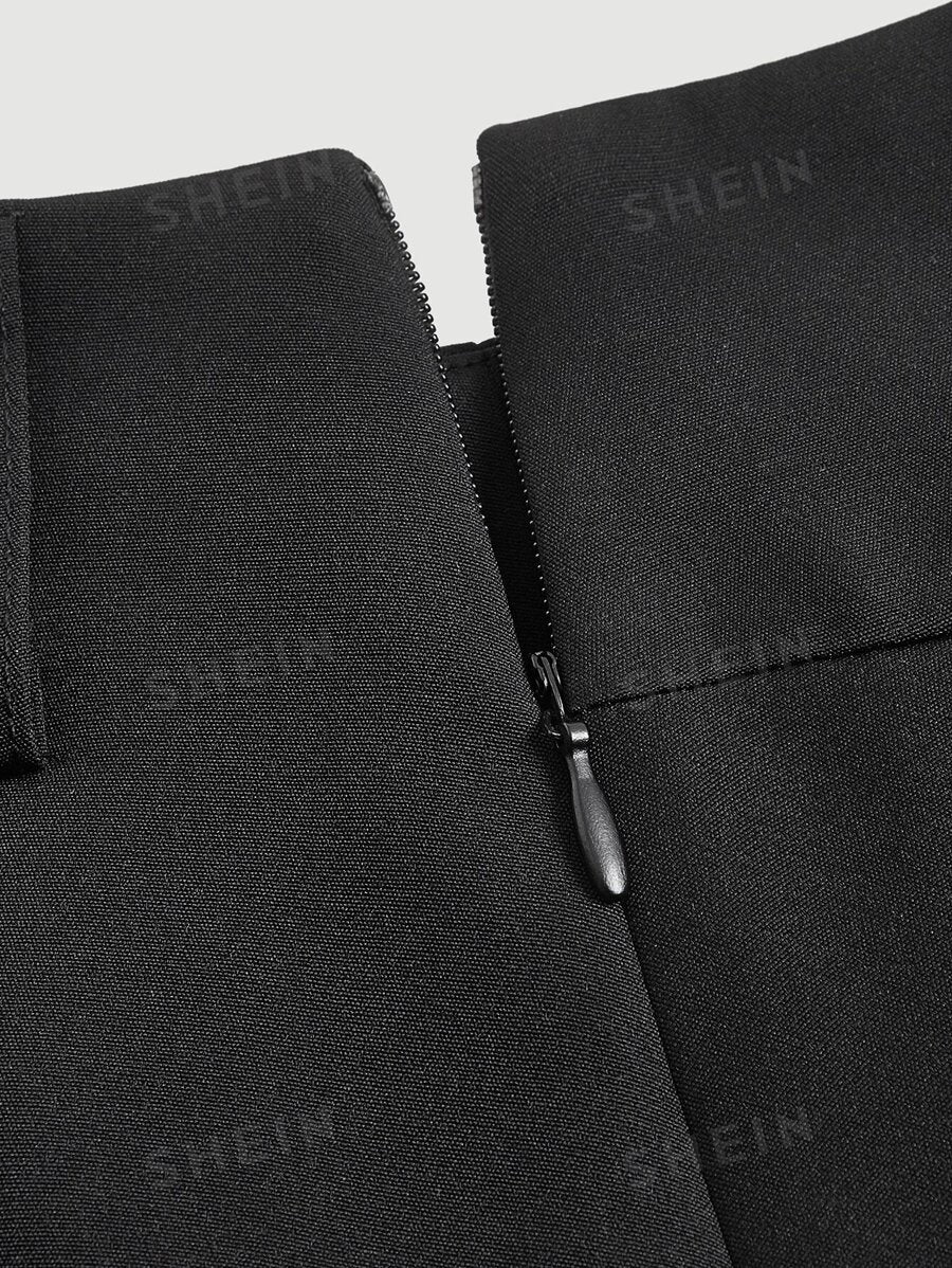 11452 1t-007 Shorts de pierna ancha unicolor fruncido