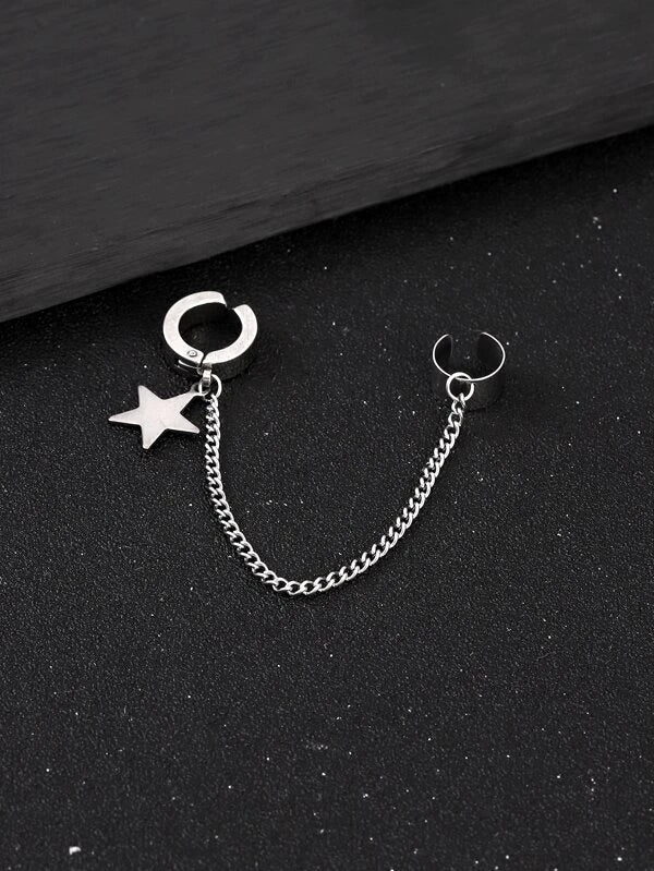 7829 b03-10 Una pieza cuff de oreja con diseño de estrella