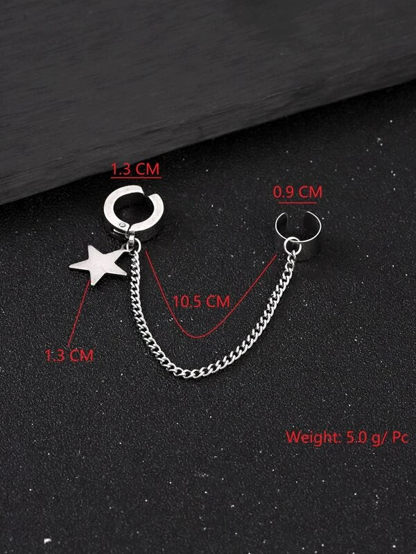 7829 b03-10 Una pieza cuff de oreja con diseño de estrella