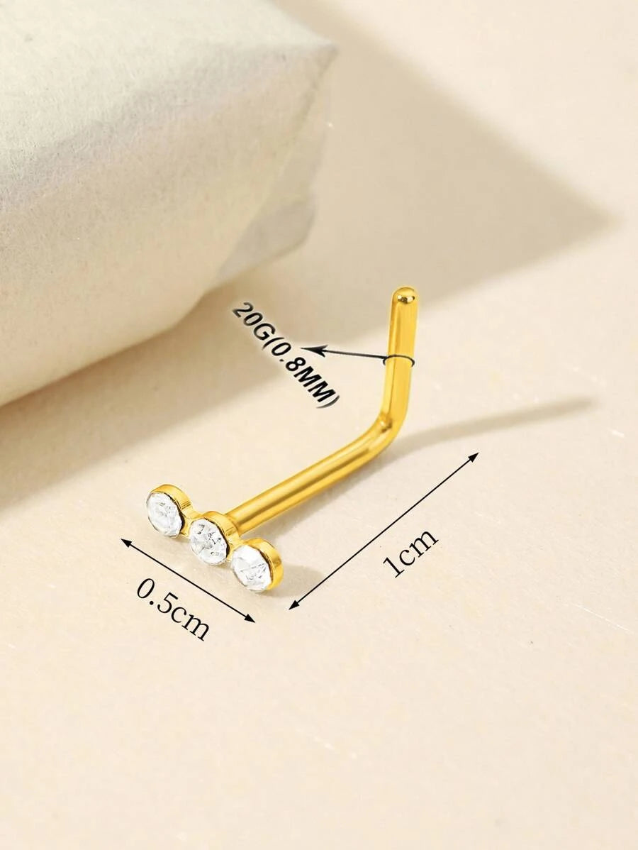 15280 1b-052 Un Pendiente/piercing de nariz de acero inoxidable chapado en oro