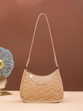 9200 1c-01-06 Bolso hobo con patrón de cheurón con diseño de letra