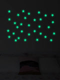 8128 1b-076 set 32 piezas Calcomanía de pared PVC con patrón de estrella brillante en oscuro para casa