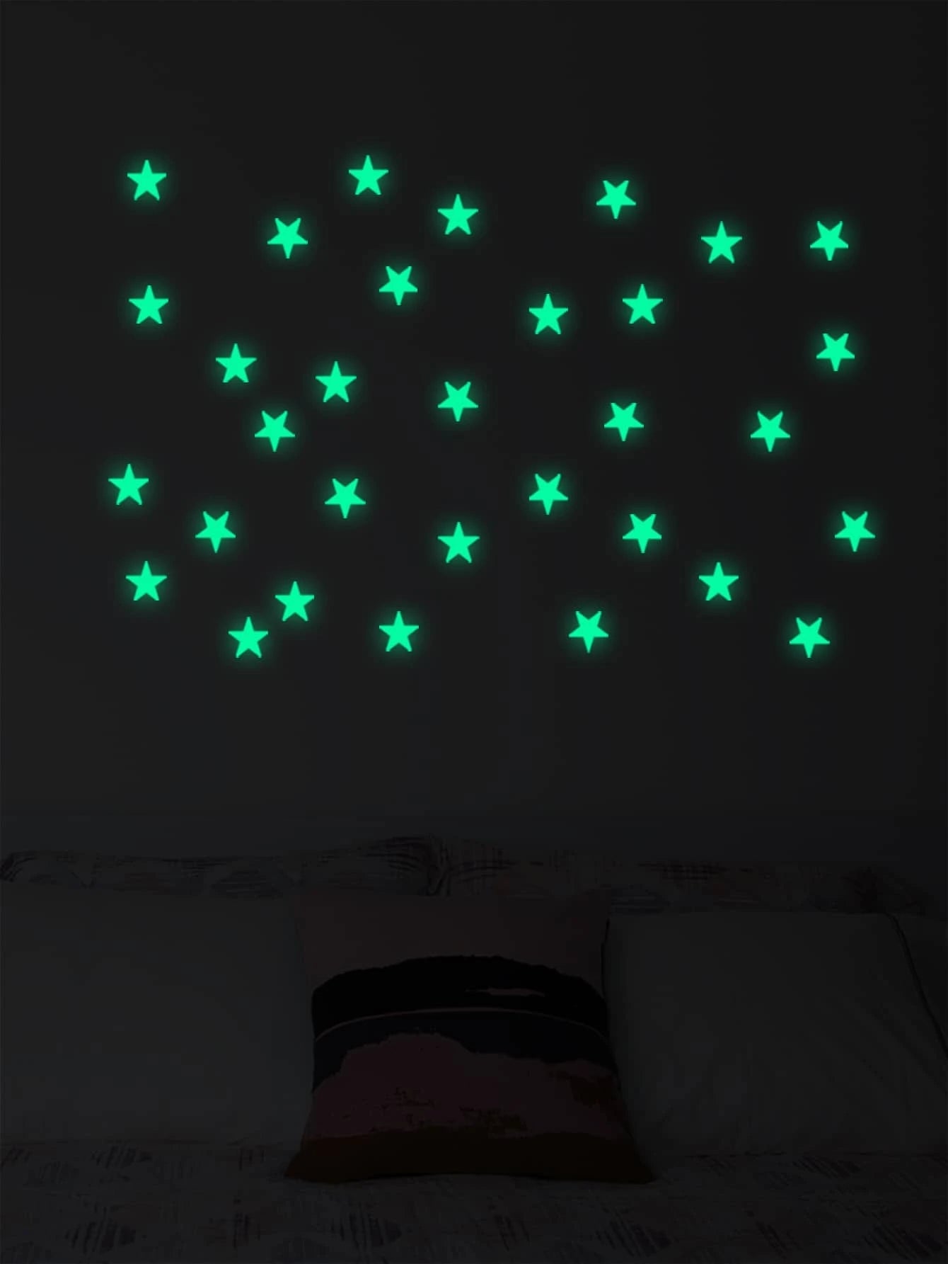 8128 1b-076 set 32 piezas Calcomanía de pared PVC con patrón de estrella brillante en oscuro para casa