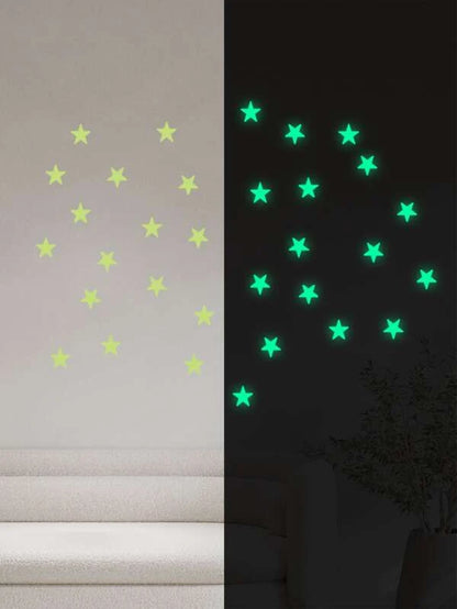 8128 1b-02-05 set 32 piezas Calcomanía de pared PVC con patrón de estrella brillante en oscuro para casa