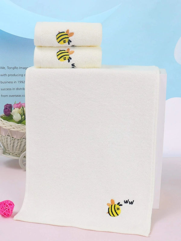 4439 1 pieza Paño de limpieza facial de abeja con bordado cara de tela para casa