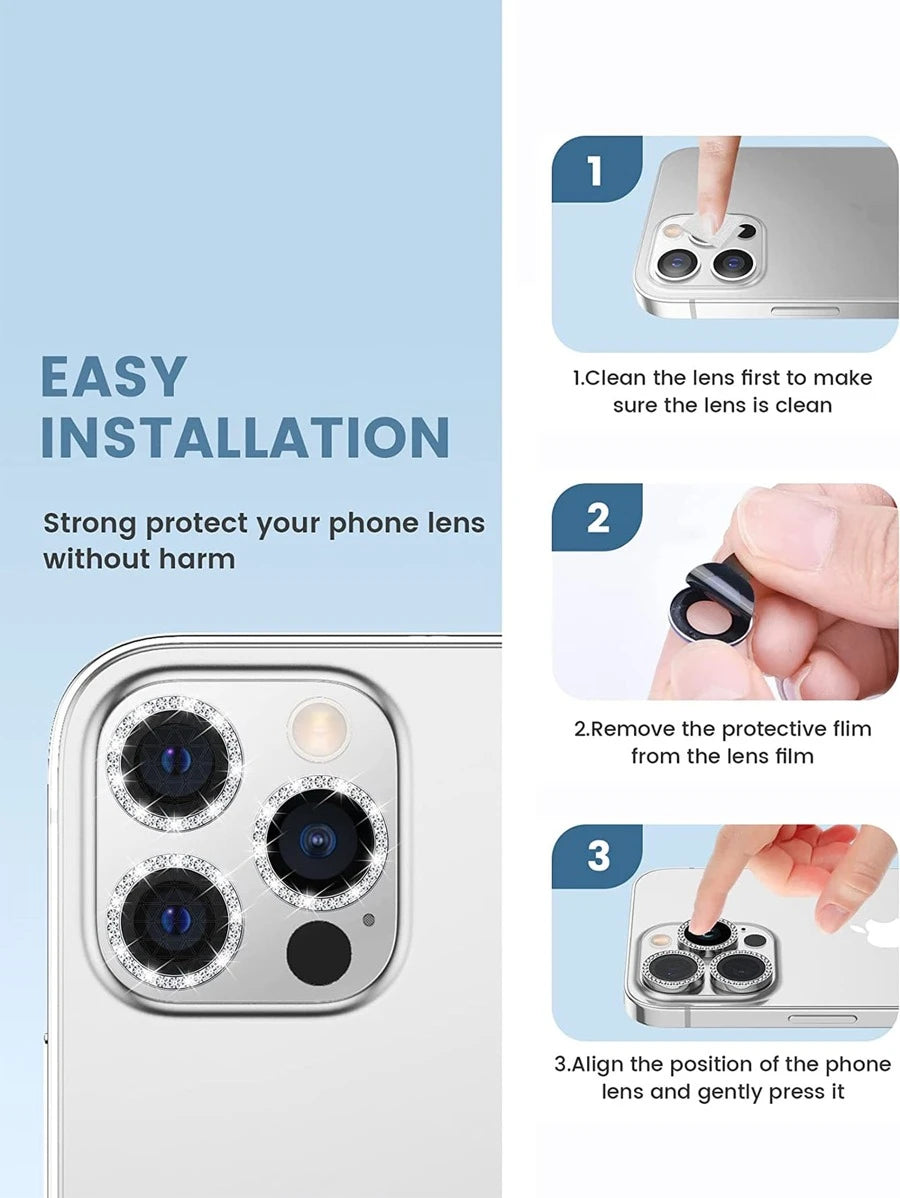 9175 2t-ProCa Protector de cámara con diseño de diamante de imitación ojo de águila