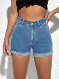 17496 1a-121 Shorts en mezclilla bajo de doblez 1 Pza