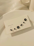 8012 1b-047 Set Pendientes de tachuela flor & lazo 6 Pzs